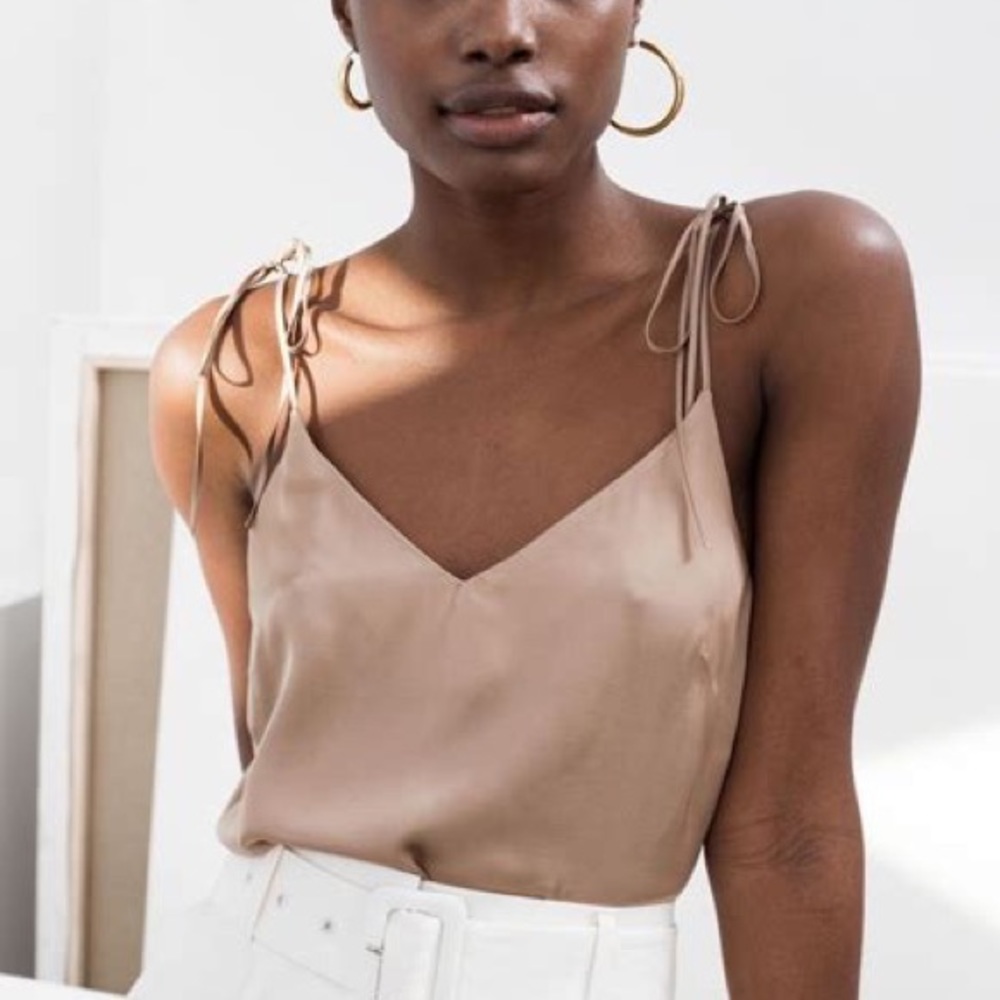 & Other Stories mint green tie shoulder tank